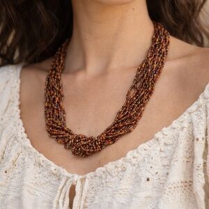 Multi-Strand Beaded Necklace | Boho Statement | Earth Tones